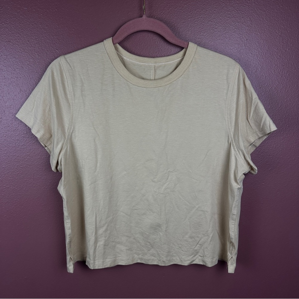 Lululemon Classic Short Sleeve Crop Tee Tan Women's Top Size 10